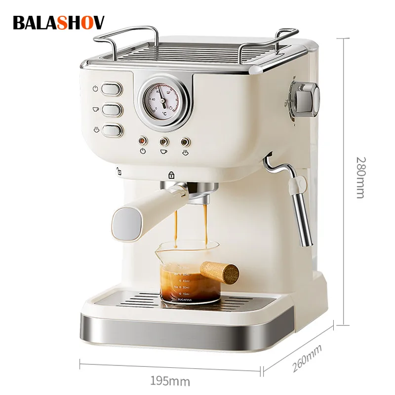 Elektrische Espressomaschine Cafetera Halbautomatische 20 Bar Kaffeemaschine 220 V EU Automatischer Milchaufschäumer Cappuccino Heißwasser Image