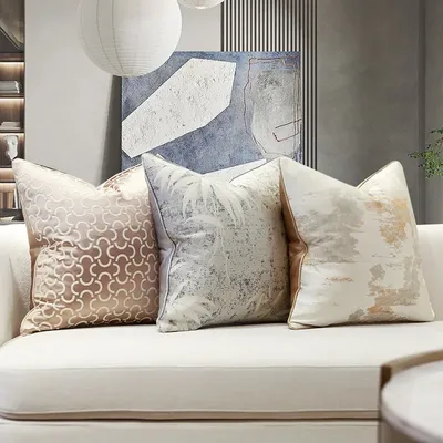 Luxus Jacquard Kissenbezug Beige Grau Dekorative Sofa Kissen Fall Kissenbezug Für Wohnkultur Auto Image