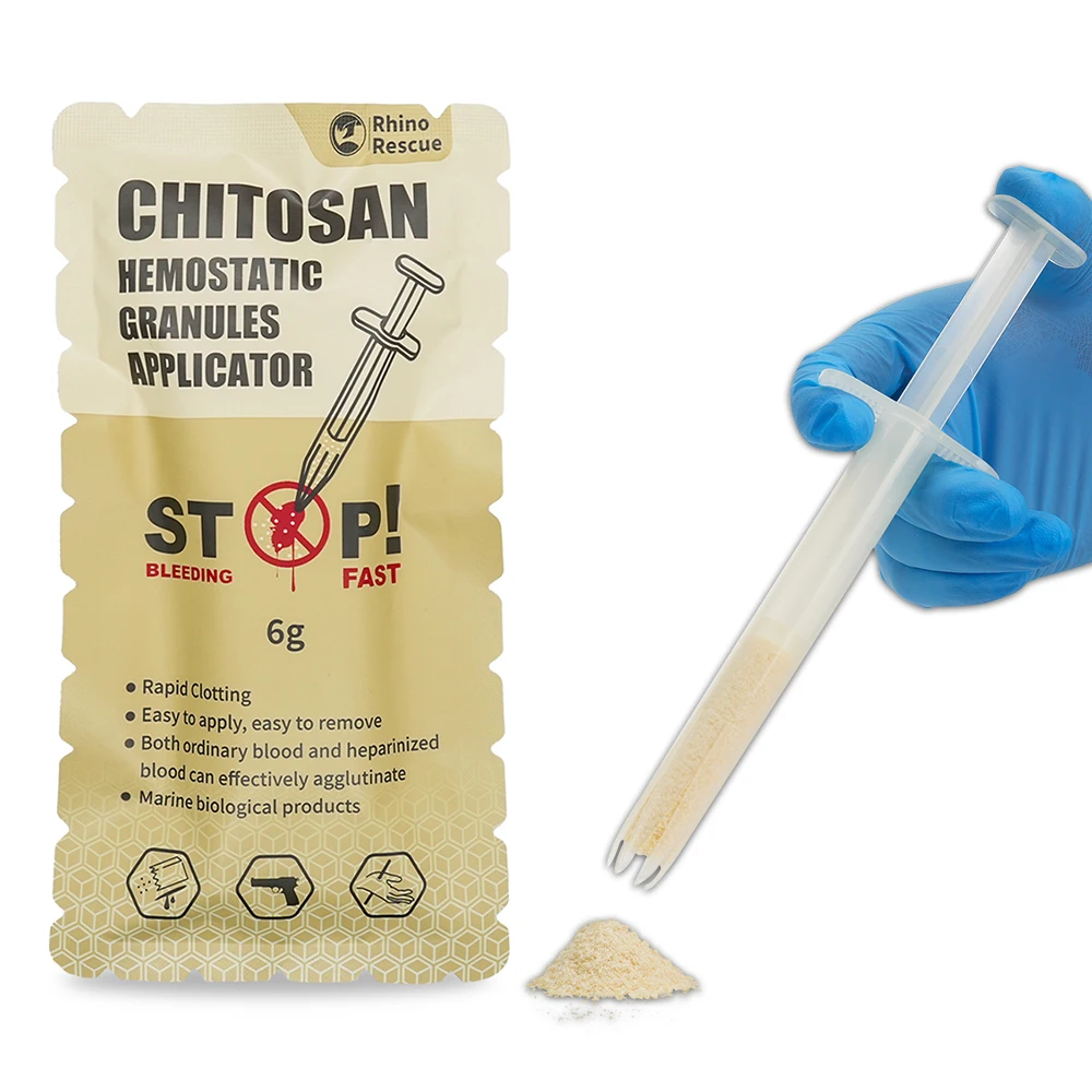 RHINO RESCUE 6g Chitosan Blutstillendes Granulat | Schnelles Aufladen und tragbar für Notfälle, Wundversorgung, Outdoor und | Keine Rückstände zuerst A Image