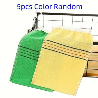 TEMU [5pcs Double-sided Body Scrub Mitts] 5pcs Exfoliating Washcloth Gloves, Double-sided Body Scrub Mitts For Shower, Spa, Massage - Polyester Bath Scrub Exfoliation Gloves For Skin Smoothing