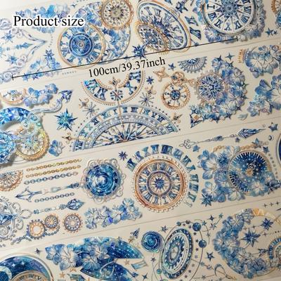 TEMU 1 Roll Starry Snow Floral Tape, Self-adhesive Pet Sticker, 6mm X 100cm, Irregular Shape, Single Use, For Plastic, Glass, Metal - Elegant Decorative Adhesive Roll