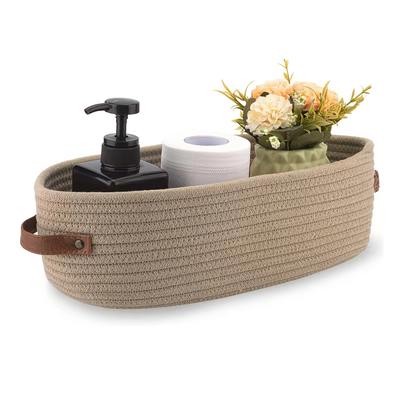 TEMU 1pc Basket With Dual Handles, Plant Material, Multi- Organizer For Bathroom , Toilet Paper, Decor