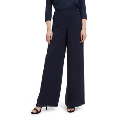 Marlene-Hose VERA MONT "Vera Mont Marlene-Hose mit weitem Bein", Damen, Gr. 40, Normalgrößen, blau (night sky), Chiffon, Obermaterial: 100% Polyester. Futter: 100% Polyester., elegant, gerade lang, Hosen, Nahtführung Image