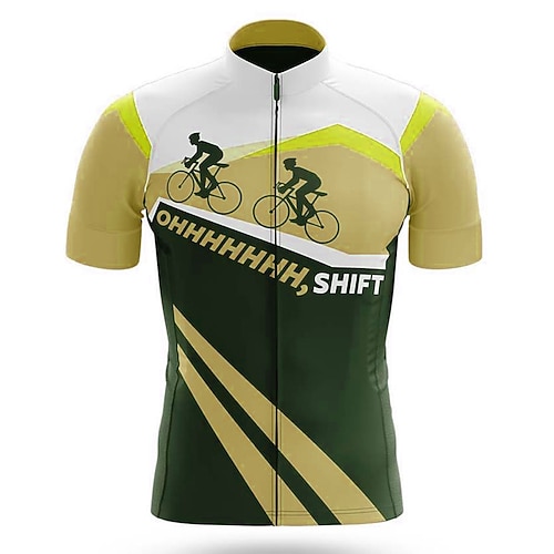 Herren Radtrikot Farbblock Kurzarm Fahhrad Oberteil mit 3 Gesäßtaschen Mountainbike MTB Straßenradsport Schnelltrocknend Reflektierende Streifen Rückentasche Feuchtigkeitsableitend Sport Gelb Rot Blau Image