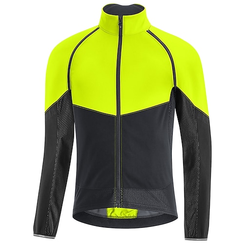Herren Radtrikot Farbblock Langarm Fahhrad Trikot Oberteil mit 3 Gesäßtaschen Mountainbike MTB Straßenradsport Schnelltrocknend Reflektierende Streifen Rückentasche Feuchtigkeitsableitend Sport Rot Image