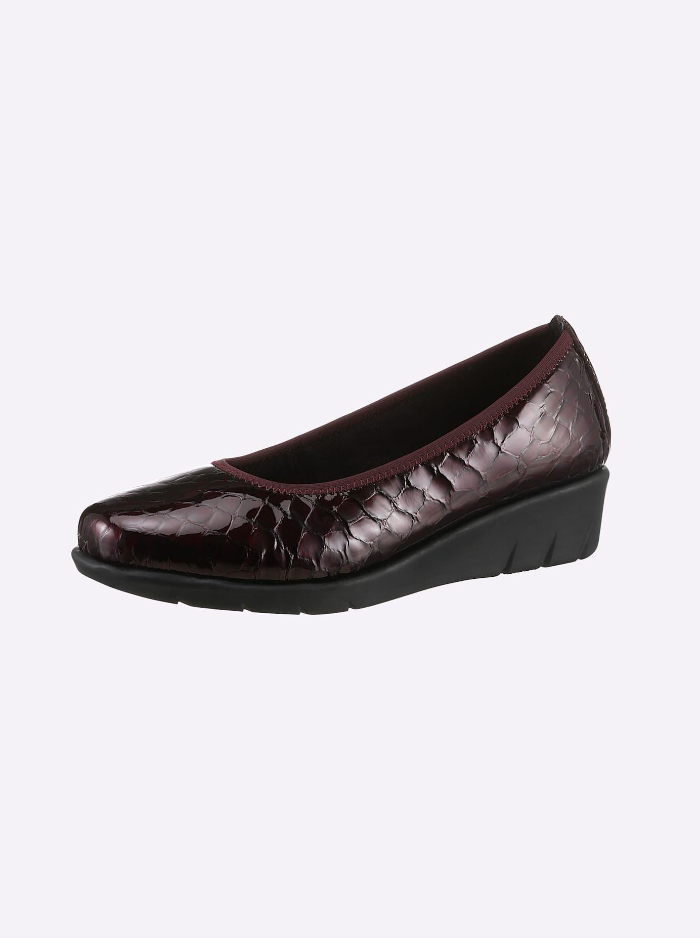 Ballerina CLASSIC BASICS, Damen, Gr. 40, rot (bordeaux), Lackleder, Leder, Basic, Schuhe Ballerina