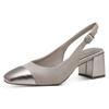 Slingpumps MARCO TOZZI, Damen, Gr. 36, beige (sand kombiniert), Textil, Lederimitat, Veloursleder, klassisch, Schuhe, Abendschuh, Sommerschuh, Blockabsatz, in modischer Karreeform