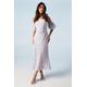 Oasis Womens Rose Jacquard Puff Sleeve Asym Detail Bridesmaids Midi Dress - Lilac - Size 12 UK | Oasis Sale | Discount Designer Brands