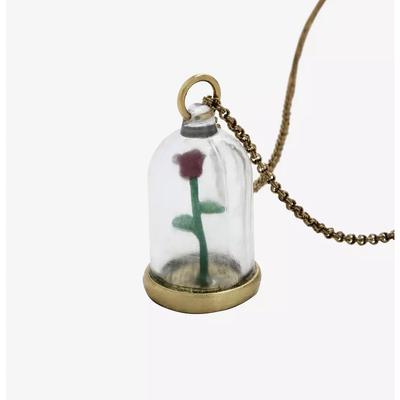 Disney Jewelry | Beauty And The Beast Rose Pendant Necklace | Color: Green/Red | Size: Os