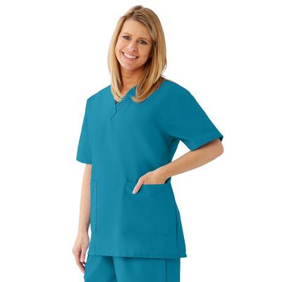 Medline AngelStat Women's V-Neck Tunic Scrub Tops with 2 Pockets, Peacock, Size S, 1/EA (893NBTS)