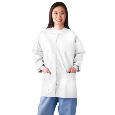 Medline Multilayer SMS Lab Jacket with Knit Cuffs and Collar, White, Size 2XL, 30/CS (NONRP500XXL)