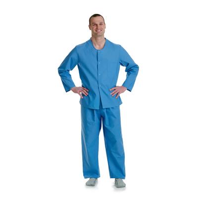 Medline Pajama Shirt with Snap Closure, Solid Blue, Size L, 1/EA (MDTTP4S04BLU)