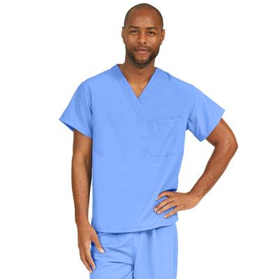 Medline PerforMAX Unisex Reversible V-Neck Scrub Top with 2 Pockets, Ceil Blue, Size L, Medline Color Coding, 1/EA (810NTHL-CM)