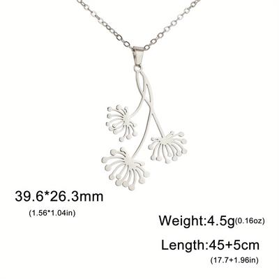 TEMU 1pc Men's Fashion Dandelion Pendant Necklace Stainless Steel Bohemian Necklace Suitable For New Wedding Bridesmaid Jewelry Gift Image