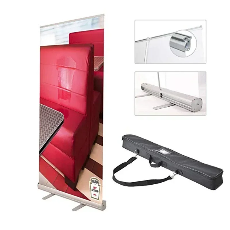 Personalisierter, individuell aufrollbarer Banner-Aluminiumständer mit kostenloser tragbarer Tasche, Hochzeitshintergrunddekoration, Werbedisplayzubehör Image