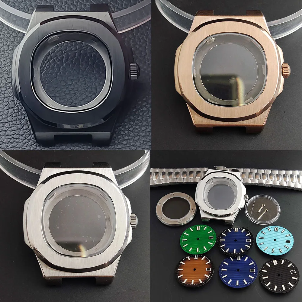 High End 43 mm Nautilus wasserdichtes Gehäuse Herrenuhr Zubehör Saphirglas Edelstahl passend für NH 35 NH36 Uhrwerkgehäuse Image