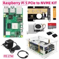 Kit SSD originale Raspberry Pi 5 PCIe a M.2 NVME 4 8 16GB RAM Custodia di raffreddamento attiva PD 27W Alimentatore TF Card per RPI 5 Pi5