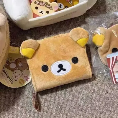 2025 New Arrival Japanese Anime Rilakkuma Classic Style Flannelette Zipper Coin Purse kawaii Card