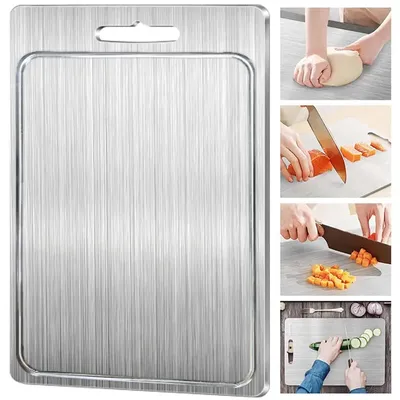NEW Titanium Cutting Boards For Kitchen Steel Cutting Board 304 Steel Double-Sided Food Grade