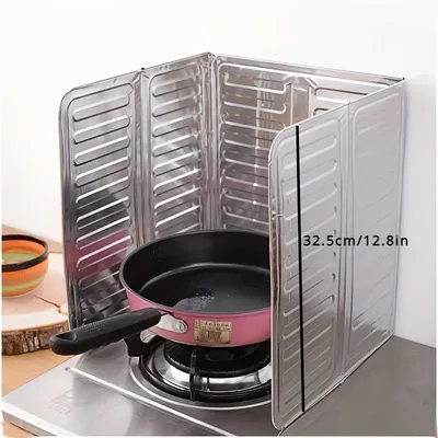 Aluminum Kitchen Stove Splash Guard Foldable Non-Stick Insulation Protects Countertops & Walls No