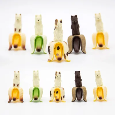 Gashapon Capsule Toys Peeled Banana Cats Figures Creative Kitten Mini Model Table Ornaments Children Birthday Gifts
