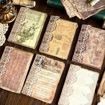 50 Sheets Vintage material papaer handmade DIY Diary Scrapbooking Background paper Junk Journal