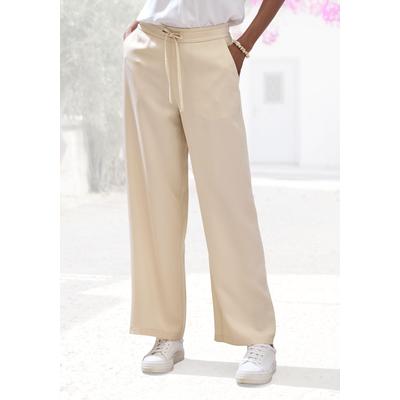 Anzughose LASCANA, Damen, Gr. 44, N-Gr, beige (sand), Web, Obermaterial: 100% Lyocell, unifarben, modisch, figurumspiele