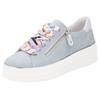 Plateausneaker REMONTE, Damen, Gr. 41, weiß (hellblau, weiß), Veloursleder, kontrastfarbene Details, sportlich, Schuhe, Freizeitschuh, Halbschuh, Schnürschuh mit seitlichem Reißverschluss