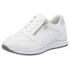 Keilsneaker RIEKER, Damen, Gr. 37, silber (weiß, silberfarben), Leder, Lederimitat, sportlich, Schuhe, Halbschuh, Schnürschuh, Freizeitschuh mit Soft-Einlage