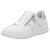 Sneaker RIEKER, Damen, Gr. 41, silber (weiß, silberfarben), Leder, kontrastfarbene Details, sportlich, Schuhe Sneaker, Schnürschuh, Halbschuh, Freizeitsneaker, seitlicher Reißverschluss