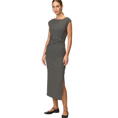 Jerseykleid ZERO "zero Jerseykleid mit Streifen", Damen, Gr. 36, Normalgrößen, schwarz-weiß (schwarzcream), Jersey, Obermaterial: 75% Polyester, 22% Viskose, 3% Elastan. Ärmelfutter: ohne Futter., bedruckt, casual, figurbetont lang, Rundhals, ohne... Image