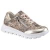 Plateausneaker WALDLÄUFER "H-AJALA", Damen, Gr. 5 (38), leo, goldfarben, Textil, Glattleder, animal-print, sportlich, Schuhe, Freizeitschuh, Halbschuh, Schnürer in Leo-Optik, Komfortweite H