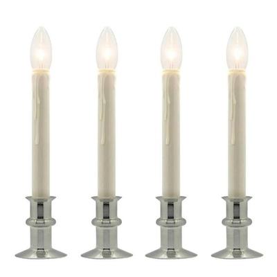 Celestial Lights 70857 - 12.5"/10.5" Adjustable Height Brushed Nickel Base Battery Operated LED Window Candles (4 Pack)
