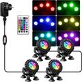 Luci LED sommergibili RGB, faretto 4 in 1 con telecomandi, IP68 impermeabile, multicolore per