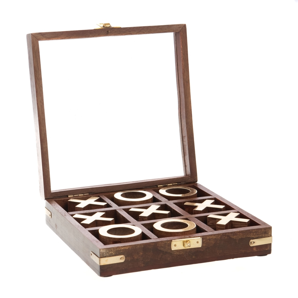Tic Tac Toe Box - Braun Rechteck Holz Amadeus 17.5x17.5 cm Image