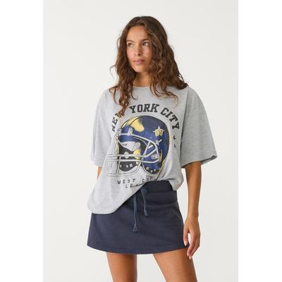 Stradivarius Oversize NYC T-shirt Grey melange L
