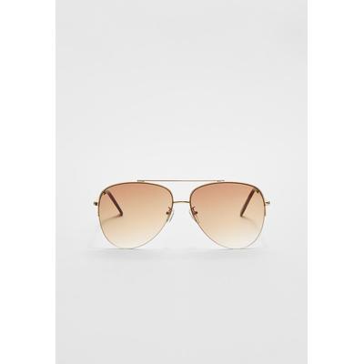 Stradivarius Metallic aviator-style sunglasses Brown OS