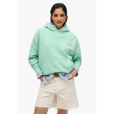 Kapuzensweatshirt SUPERDRY "ESSENTIAL LOGO GD HOODIE", Damen, Gr. XL, silber (spearmint light grün), Sweatware, Obermaterial: 100% Baumwolle, bedruckt, casual, oversize, Rundhals, Langarm Rippbündchen, Sweatshirts Image