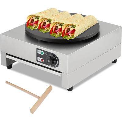 16" Commercial Electric Crepe Maker, 1500W Pancake Maker Griddle with Non-Stick Plate & Stainless Steel Square Base