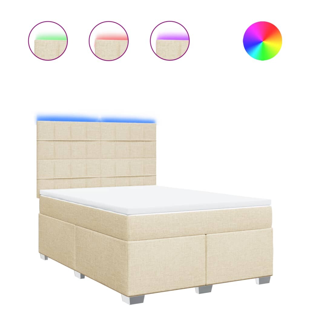 vidaXL Boxspringbett mit Matratze Creme 140x200 cm Stoff Image