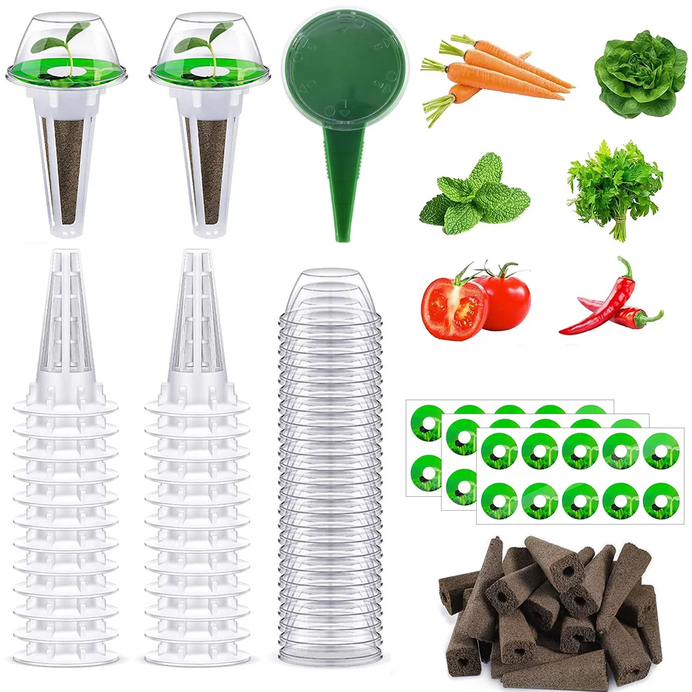 Seed Pod Kit Wiederverwendbare Hydrokultur-Pads Kit Zimmerpflanzen-Pod-Kit mit lichtbeständigen Aufklebern Pflanzenkörbe Klare Gartenzubehör Image
