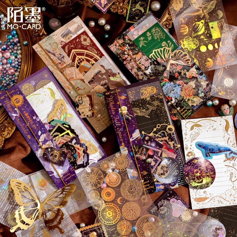 40 stücke Vintage Bronzing Aufkleber Material Papier Set Planer handgemachte DIY Tagebuch Album Scrap booking Zubehör Image