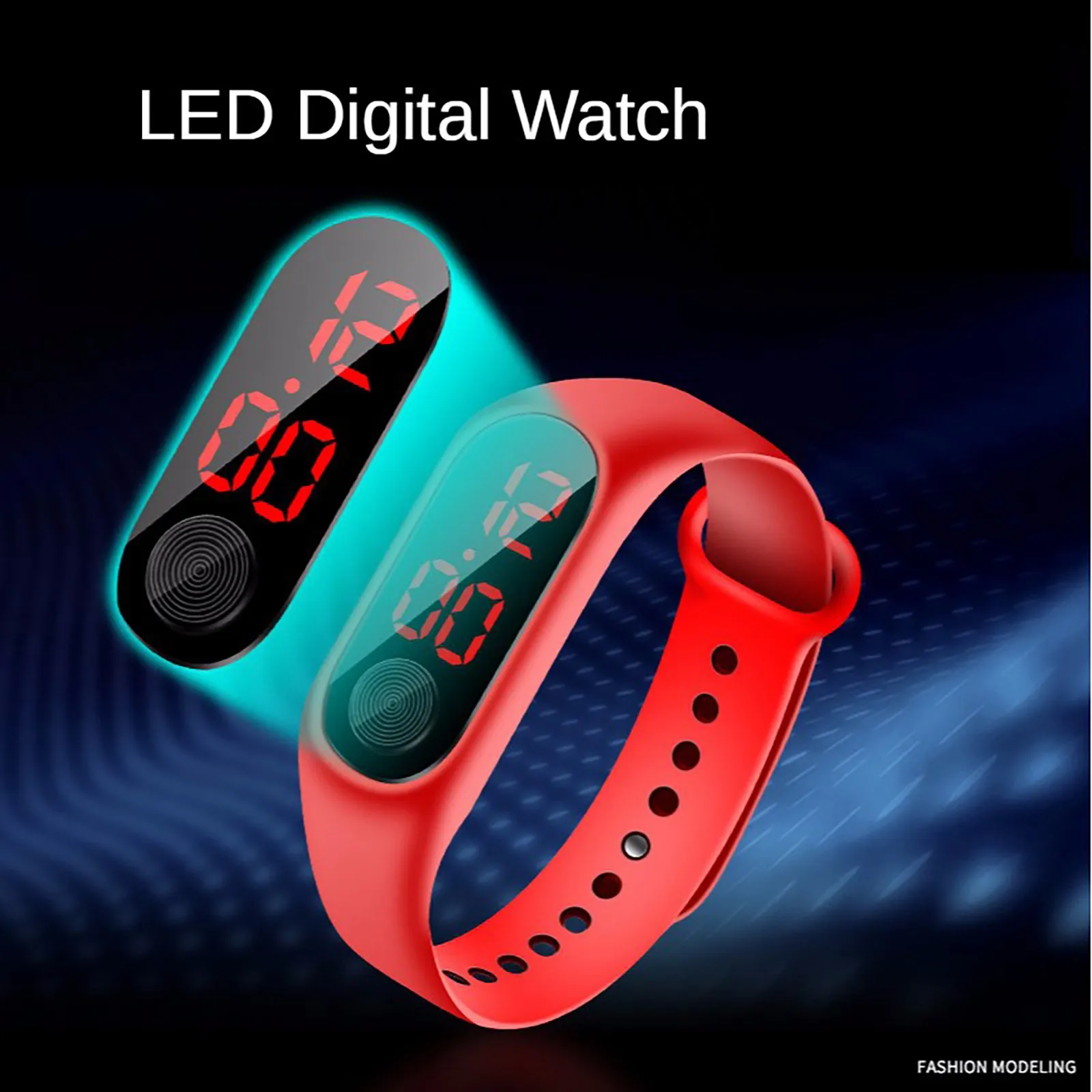 Led-bildschirm Digitale Uhr Fitness Sport Elektronische Digitale Uhr Armband Single Button Control Armbanduhren Frauen Männer Uhren Image