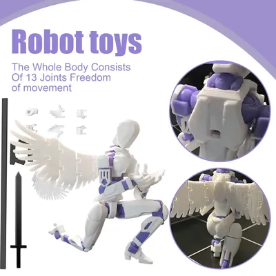Mehrgelenkiger beweglicher Roboter 3.0 3D-gedruckter Schaufensterpuppe weiblicher Charakter Flügel Spielzeug Dummy Figuren Spielzeug Spiel Geschenk Dekoration Kinderspielzeug
