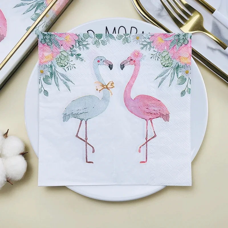 20 stücke/pac 2ply Blume Flamingo gedruckt Serviette Hotel Hochzeits feier Tisch dekoration Papier Lippenstift DIY Schmetterling Knochen Bart Papier Image