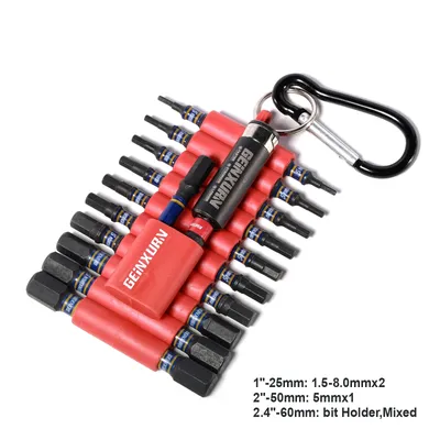 Geinxurn 22-teiliges 1''/2'' Schlag-Sechskant-Schraubendreher-Bit-Set, Multi-Treiber-Bits aus S2-Stahl und 1-teiliger Bithalter mit Organizer-Hülse
