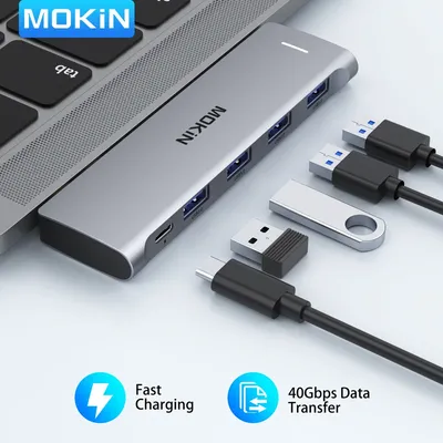 MOKiN USB C Hub Multiport Adapter 4 USB 3.0 HUB Thunderbolt 3 Port 5K 60Hz PD 100W 40Gbps für Image