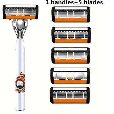 TEMU 2 Handles + 36 Replacement Blades, Men's Replacement Style Safety With Non-slip Stainless Steel Handle, Suitable For Beard And Sideburns, Perfect Gift For Valentine's Day