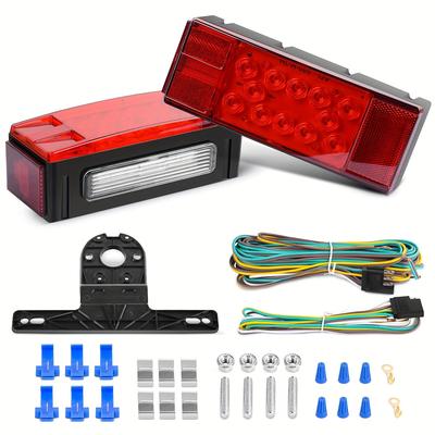 TEMU 2pcs Submersible Kit Low Profile Rectangular Light On 12v Rv Pickup Trucks Marine Boats Trailers Red White Black Nilight