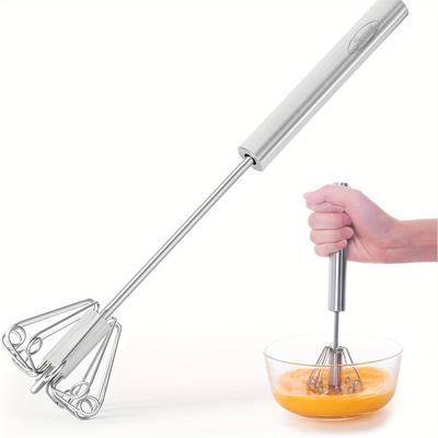 TEMU Versatile Stainless Steel Mixers Semi-automatic Whisk - Hand Push Egg Beater & Milk Frother, Blending, Whisking, Beating & Stirring - Essential Kitchen Gadget - Christmas Day Gift